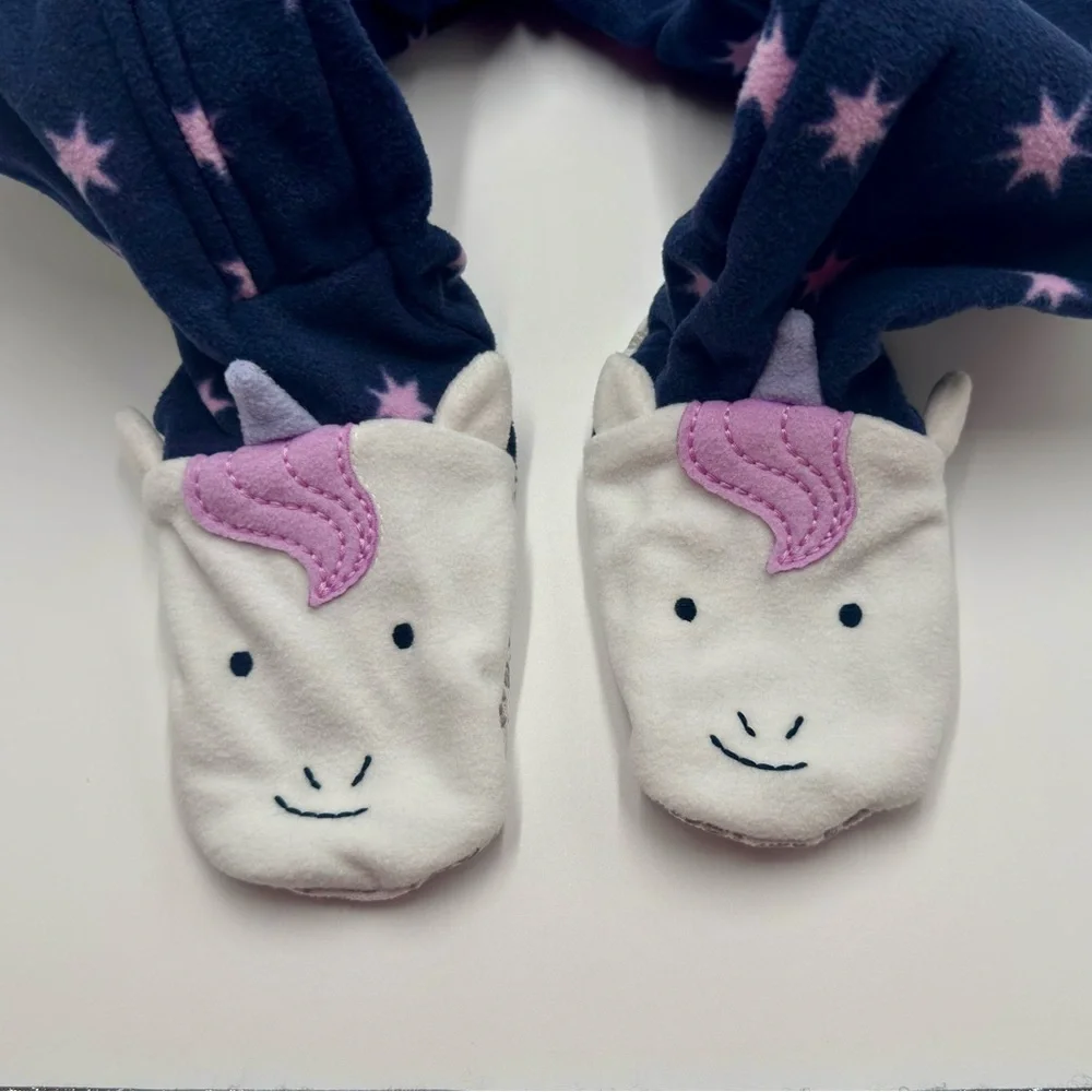 NWOT Carter’s Child of Mine Fleece Purple Unicorn Non-Slip Footie Pajamas 18M